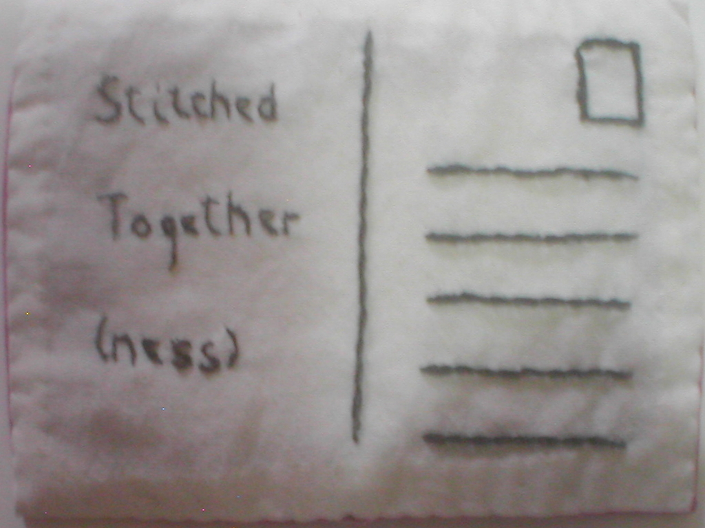 text for Stitched together